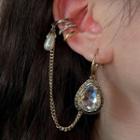 Faux Pearl Rhinestone Chained Alloy Earring 1 Pc - Gold - One Size