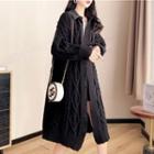 Open-front Cable Knit Midi Cardigan