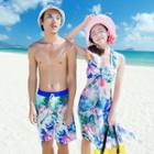 Couple Matching Printed Swim Shorts / Set: Bikini + Cover-up