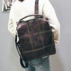 Faux Leather Rivet Plaid Backpack