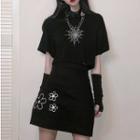 Embroidered Short Sleeve T-shirt / Embroidered Skirt