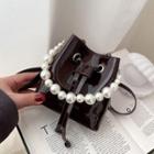 Faux Pearl Patent Bucket Bag
