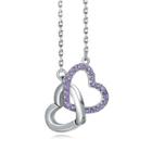 Together Heart-shaped Necklace- 925 Sterling Silver Purple Cz Necklace