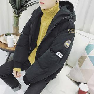 Patched Hooded Padded Jacket