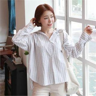 Drop-shoulder Dip-back Stripe Shirt