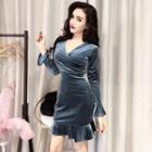 Long-sleeve Velvet Mermaid Sheath Dress