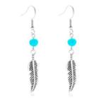 Turquoise Leaf Alloy Dangle Earring 1 Pair - 11694 - 01 - Silver & Blue - One Size