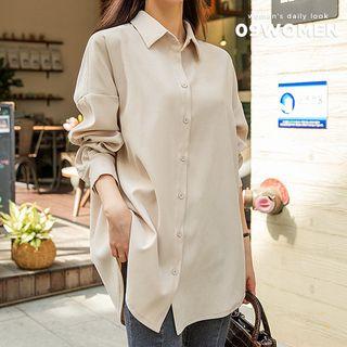 Oversized Round-hem Shirt