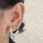 Faux Pearl Hoop Earring 1 Pair - 2505a - Silver Pin - Faux Pearl - Gold - One Size