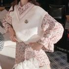 Mock Two-piece Pullover Pink - L