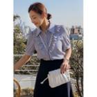 Lace-trim Frilled Stripe Blouse