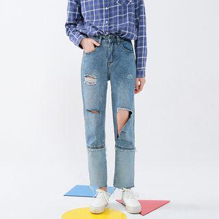 Panel Ripped Jeans