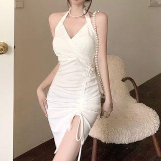 V-neck Cross Halter Sleeveless Dress