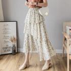 Floral Midi A-line Skirt Almond - One Size
