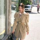Puff-sleeve Trench Coat With Belt