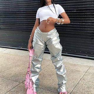 Loose Fit Faux Leather Pants