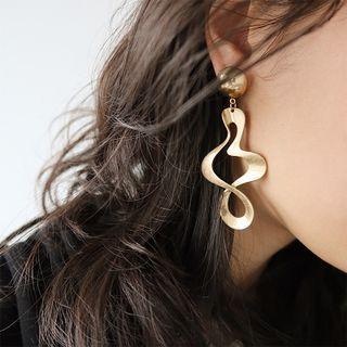 Curve Alloy Dangle Earring Gold - One Size