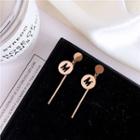 Lettering Disc & Bar Dangle Earring 1 Pair - Rose Gold - One Size