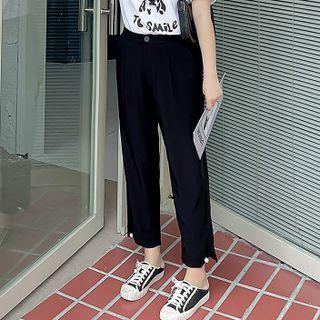Faux Pearl-accent Straight Leg Pants