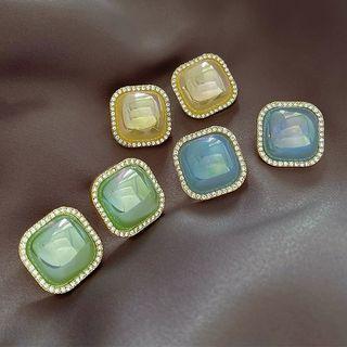 Square Faux Gemstone Alloy Earring