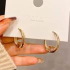 Faux Pearl Alloy Hoop Earring 01 - 1 Pair - Gold - One Size