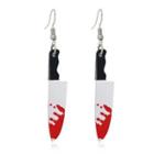Knife Resin Dangle Earring 1 Pair - White & Red - One Size