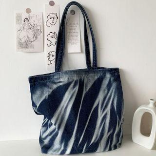 Tie-dyed Denim Tote Bag Black - One Size