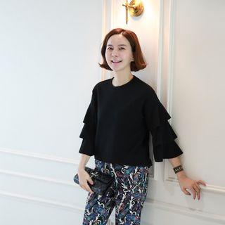 Ruffled Tiered 3/4-sleeve Top