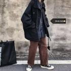 Button Jacket / Long-sleeve Plaid Shirt / Straight-cut Pants