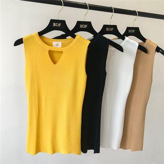 Plain Cut Out Front Knit Tank Top