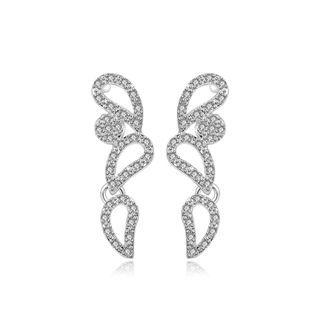 Simple And Fashion Cutout Water Drop Earrings With Austrian Element Crystal Silver - One Size