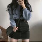 Long-sleeve Mohair Plain Top