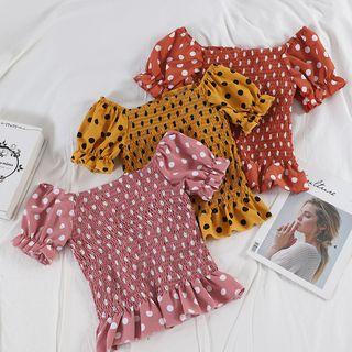 Dot Boatneck Collar Top