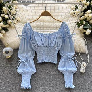 Smocked Cropped Blouse