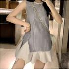 Striped Sleeveless Ruffle Hem Mini A-line Dress As Shown In Figure - One Size
