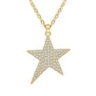 Rhinestone Star Necklace 1pc - Gold - One Size