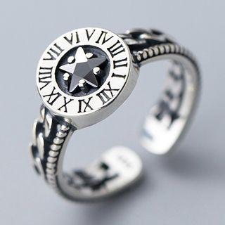 925 Sterling Silver Roman Numeral Star Open Ring Open Ring - S925 Sterling Silver - One Size