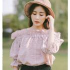 Check Off Shoulder Elbow-sleeve Top