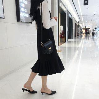 Spaghetti-strap Midi Surplice-wrap Dress