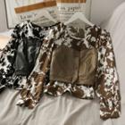Set: Printed T-shirt + Faux-leather Camisole Top