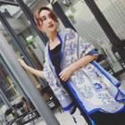 Printed Tassel Linen Cotton Scarf As Shown In Figure - 180cm X 100cm