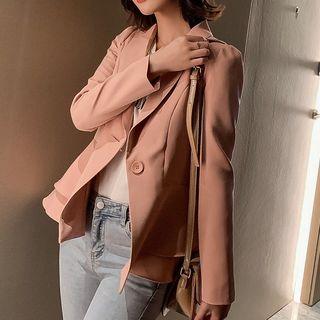 Ruffle Hem Single-button Blazer