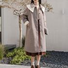 Contrast Trim Check Long Coat