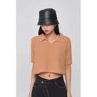 Faux-leather Bucket Hat Black - One Size