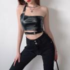 Asymmetric Faux Leather Camisole Top