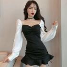 Sweetheart-neckline Shirred Mini A-line Dress