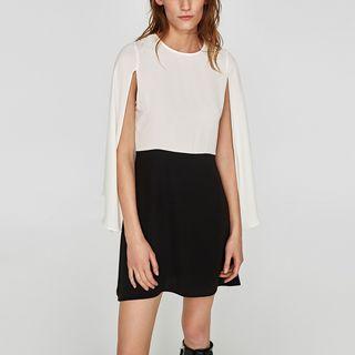 Color-block A-line Cape Dress