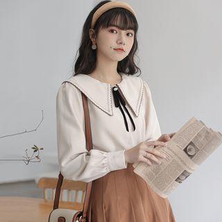 Sailor Collar Ribbon Accent Blouse