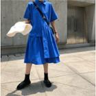 Short-sleeve Layered Midi Shirt Dress