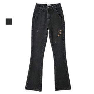 Floral Embroidered Bootcut Jeans